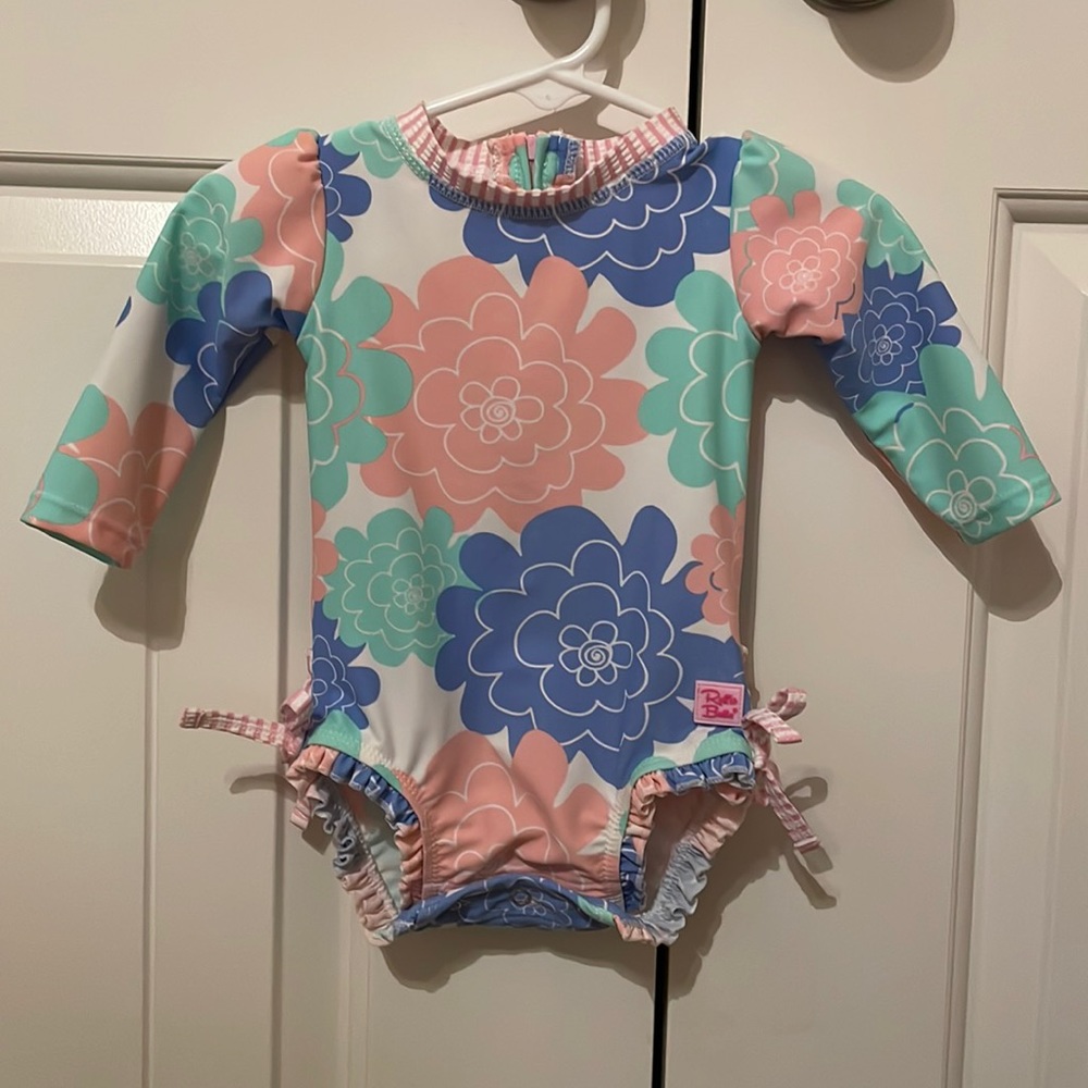 Ruffle butts floral long sleeve swimsuit 3-6 month
